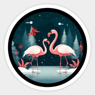 Flamingo Flock Sunset, Xmas,  Love Flamingos Sticker